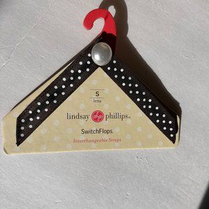Lindsay Phillips Switch Flops Straps Black & White Polka Dot Size Small 5/6